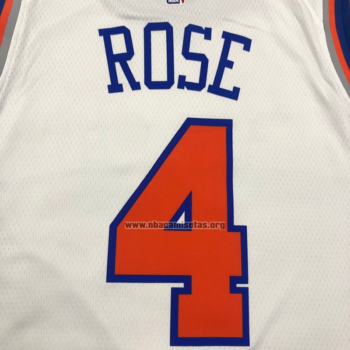 Camiseta New York Knicks Derrick Rose NO 4 Association Blanco